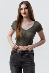 Polera Mujer Slim Verde Militar Claro