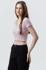 Polera Mujer Slim Rosado Claro