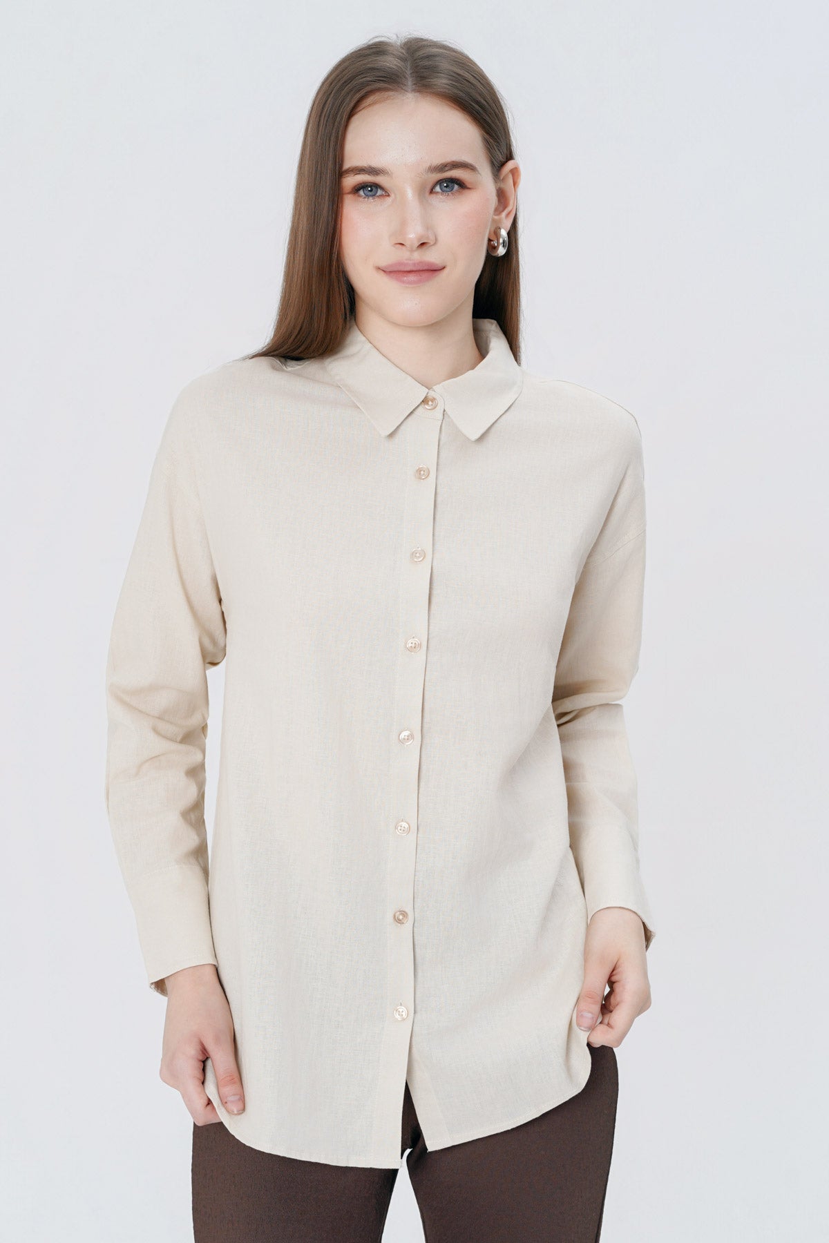 Blusa Loose Mujer Beige Claro