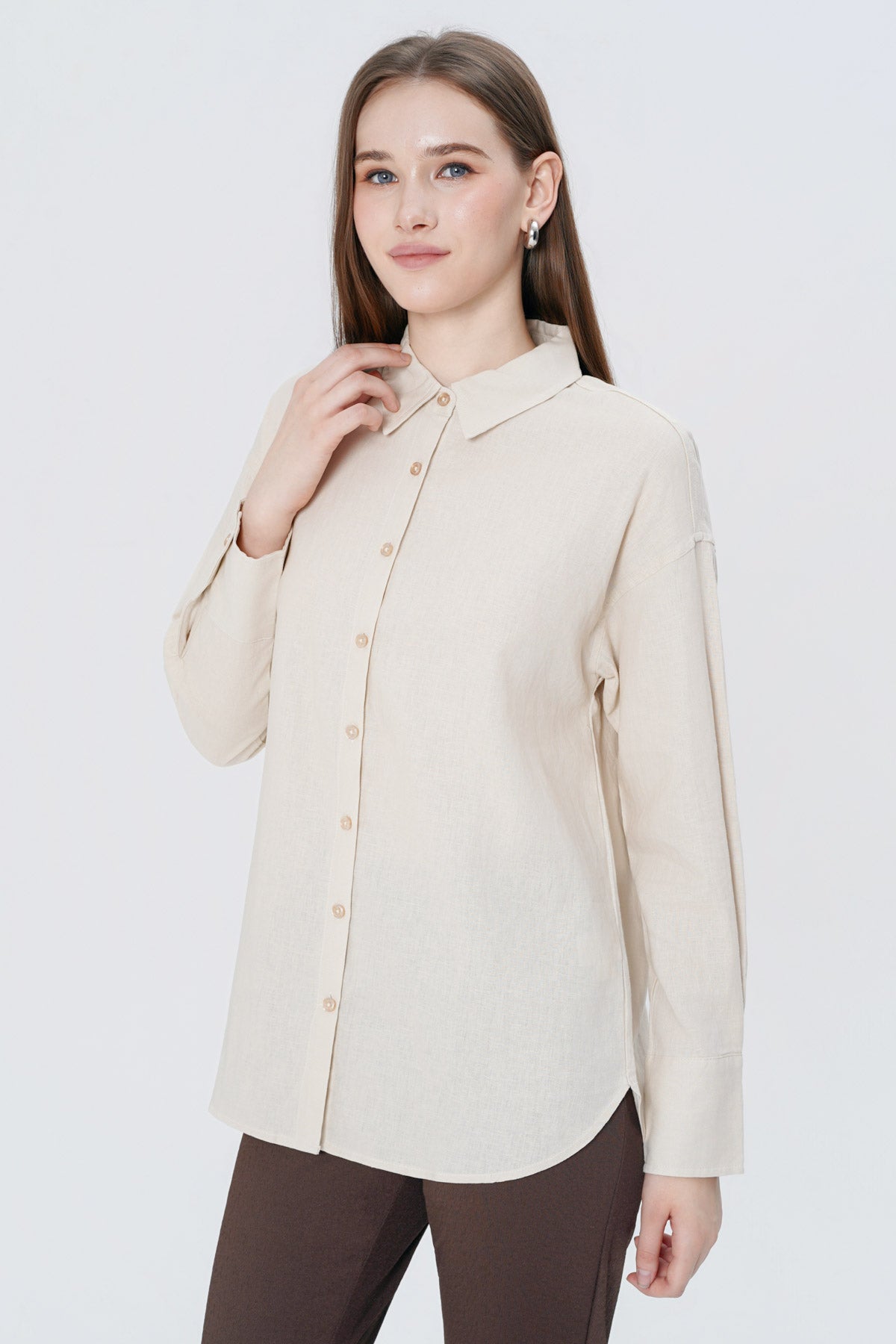 Blusa Loose Mujer Beige Claro