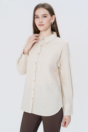 Blusa Loose Mujer Beige Claro