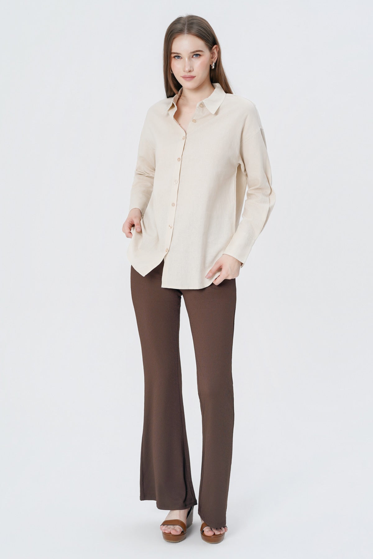 Blusa Loose Mujer Beige Claro