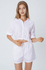 Blusa Loose Cuello Camisero Mujer Blanco