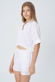 Blusa Loose Cuello Camisero Mujer Blanco