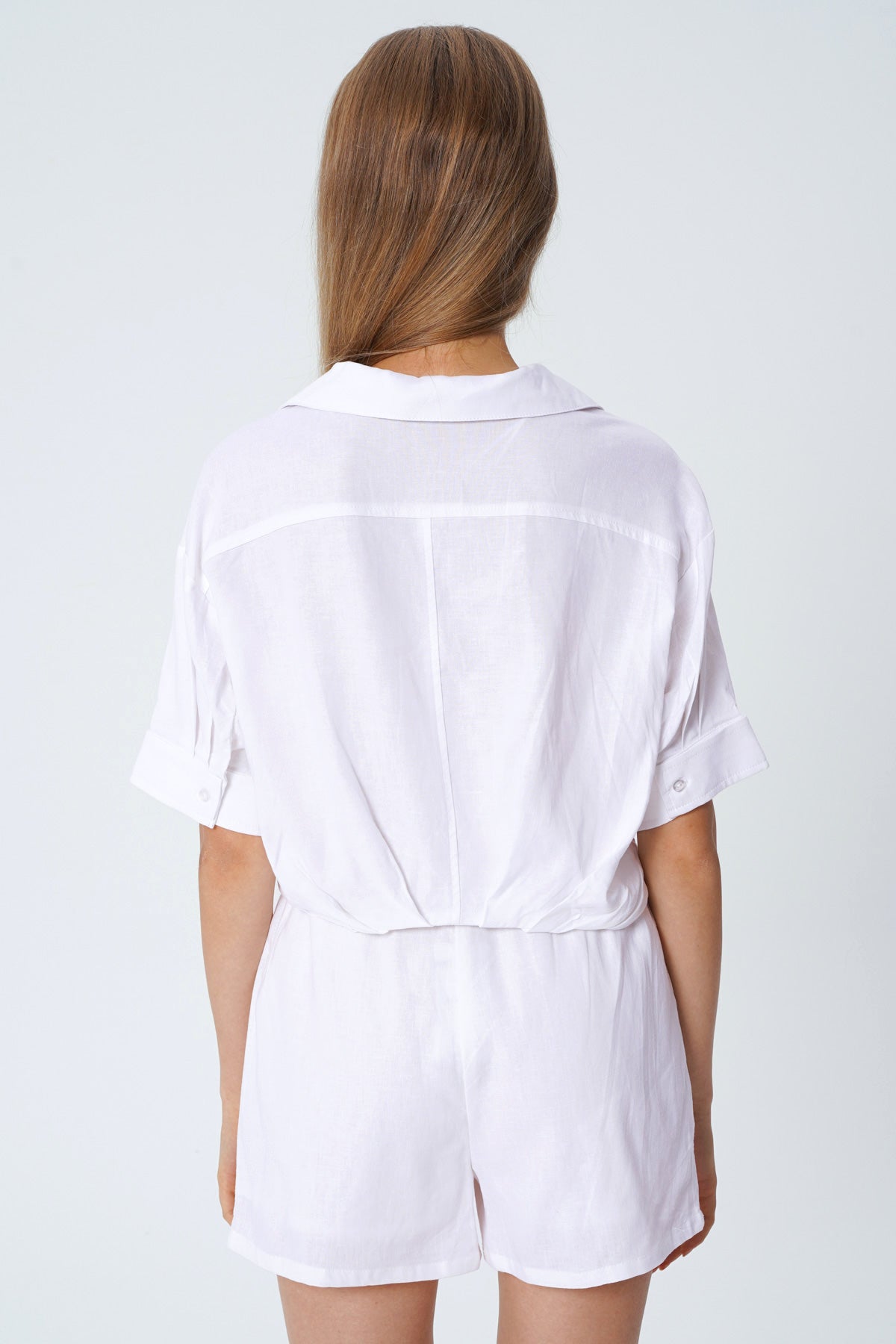 Blusa Loose Cuello Camisero Mujer Blanco