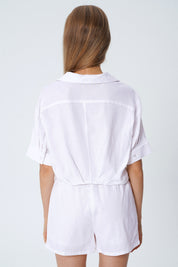 Blusa Loose Cuello Camisero Mujer Blanco
