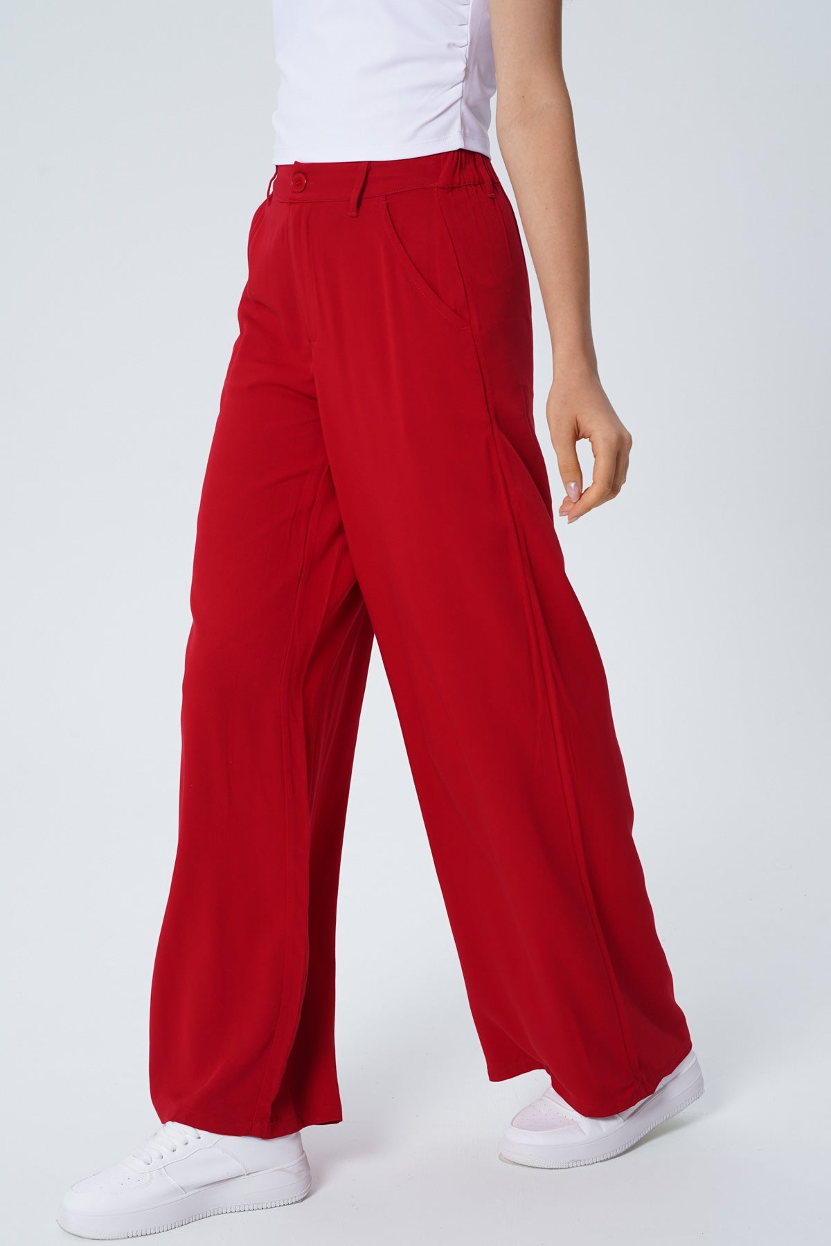 Pantalón Wide Leg Mujer Rojo