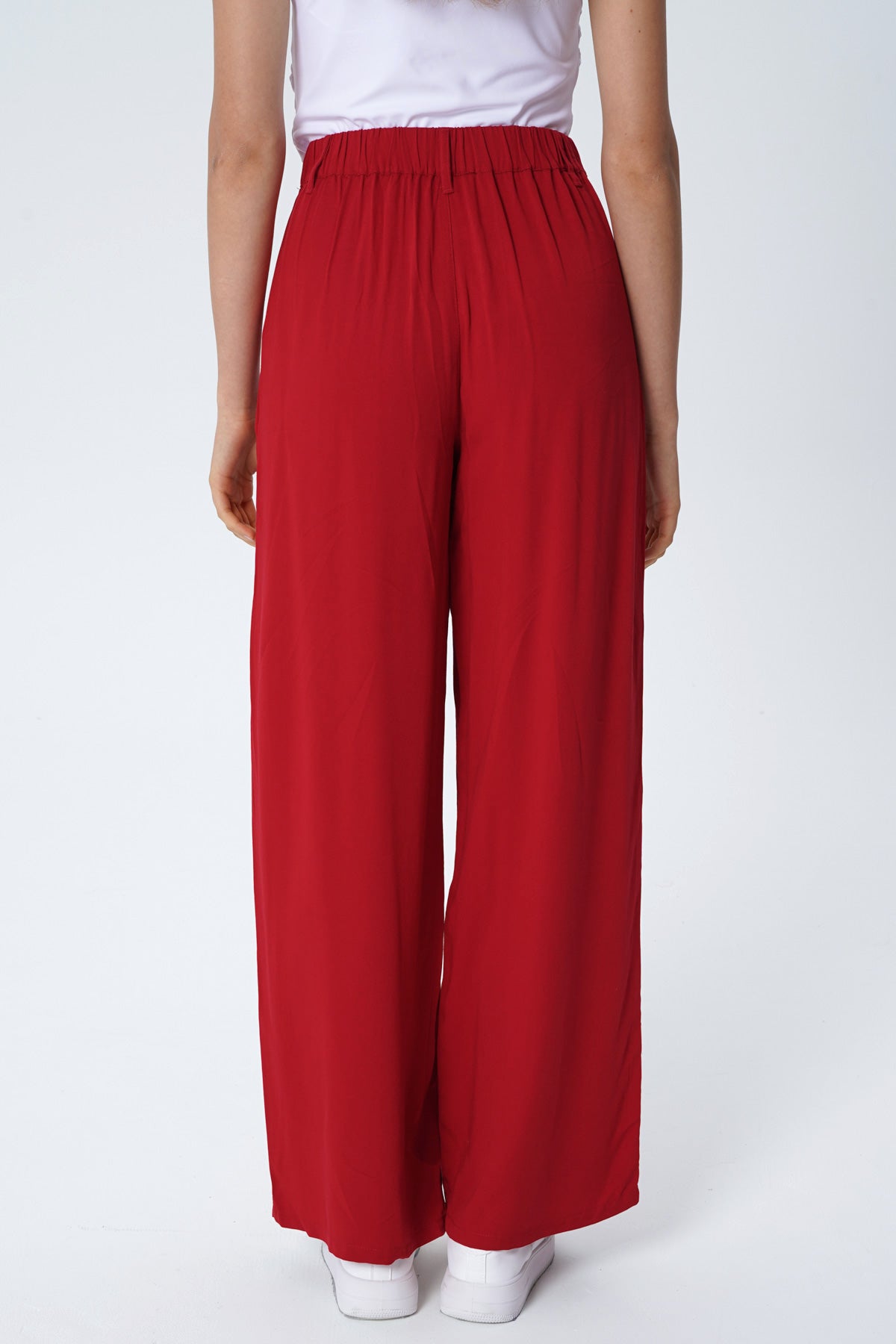 Pantalón Wide Leg Mujer Rojo