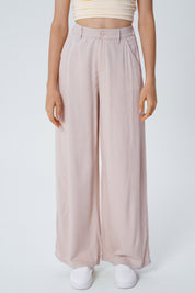 Pantalón Wide Leg Mujer Beige