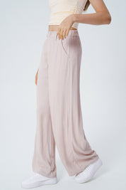 Pantalón Wide Leg Mujer Beige