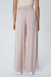 Pantalón Wide Leg Mujer Beige