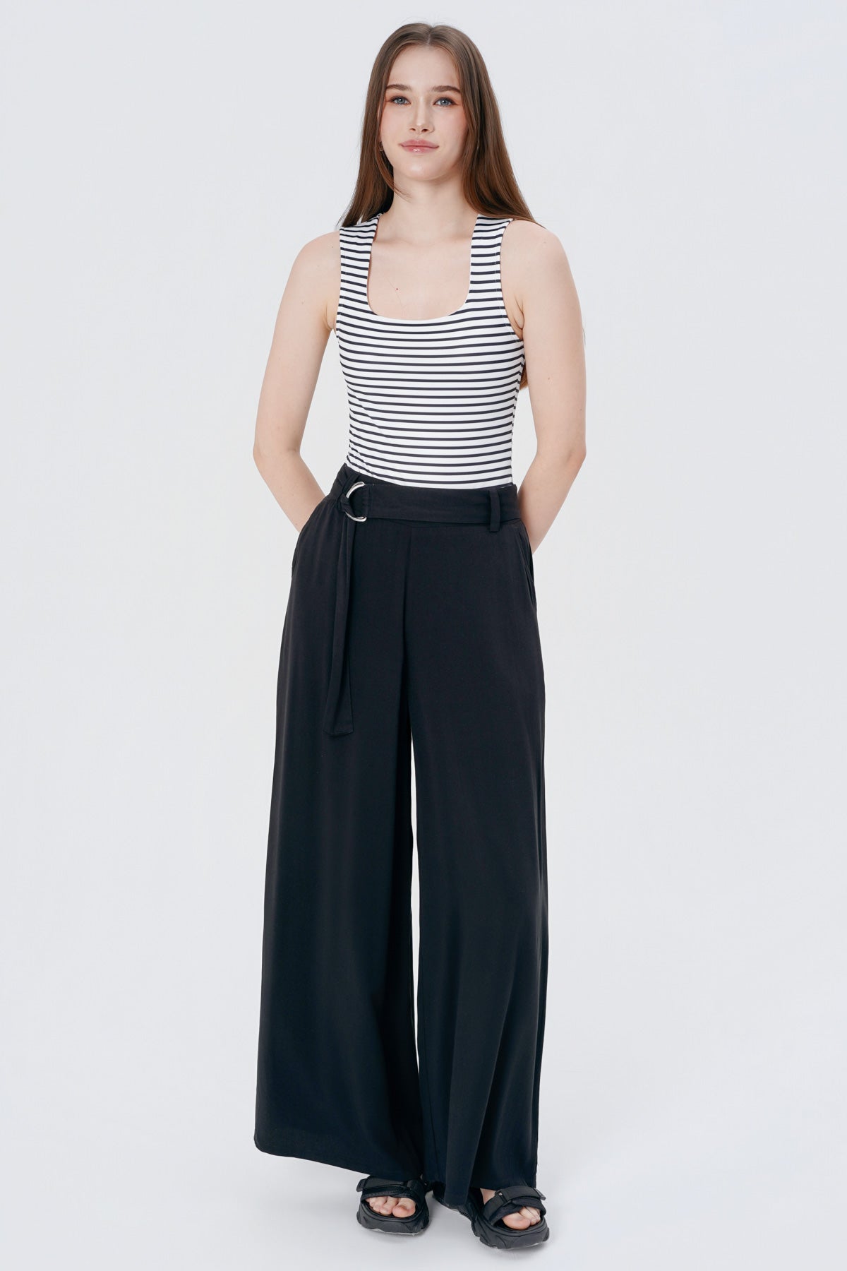 Pantalón Wide Leg Mujer Negro