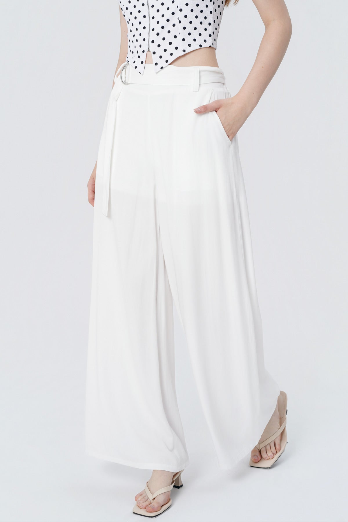 Pantalón Wide Leg Mujer Crudo