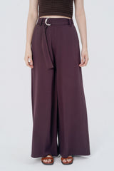 Pantalón Wide Leg Mujer Café