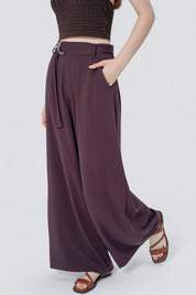 Pantalón Wide Leg Mujer Café