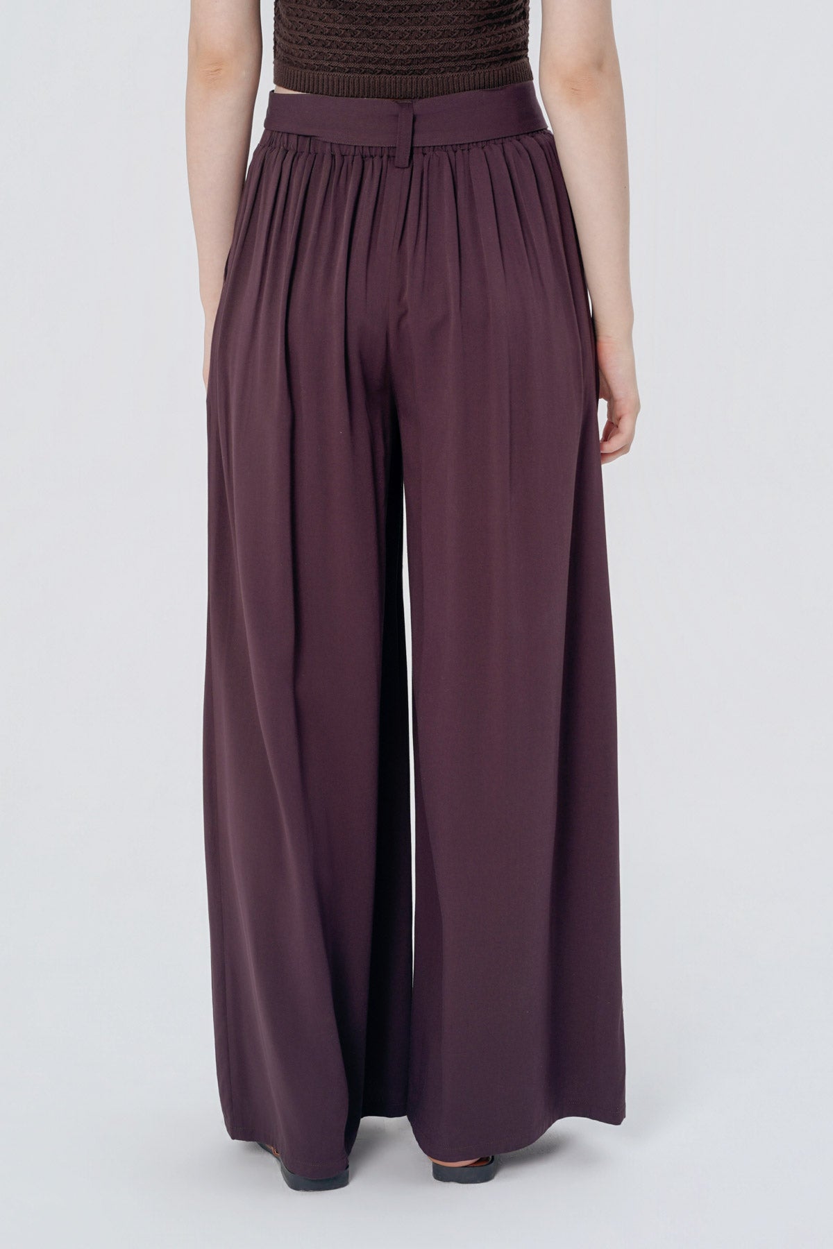 Pantalón Wide Leg Mujer Café