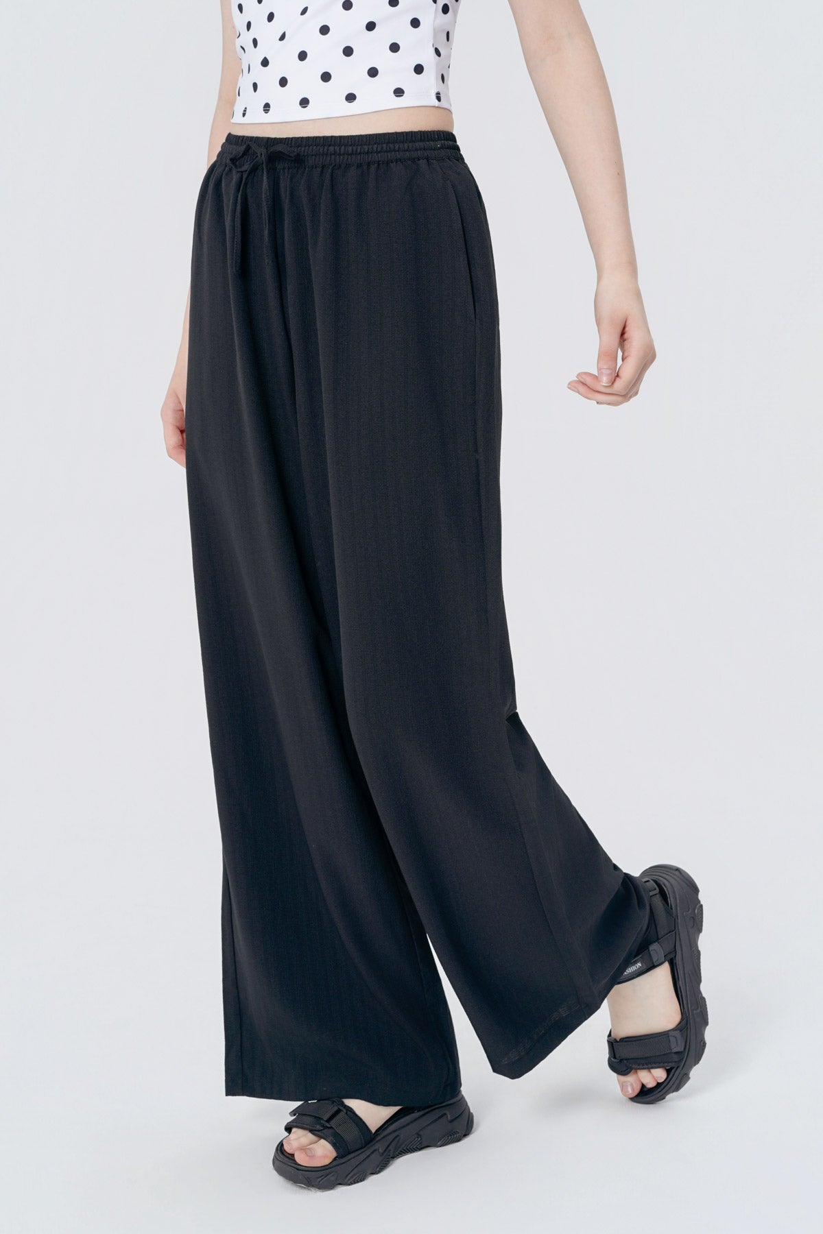 Pantalón Wide Leg Mujer Negro