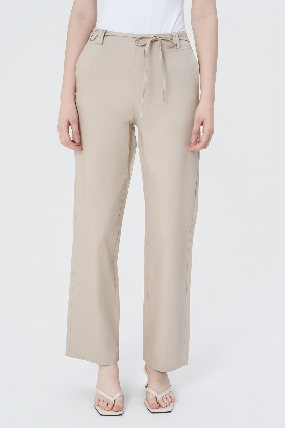 Pantalón Calce Recto Mujer Beige Oscuro