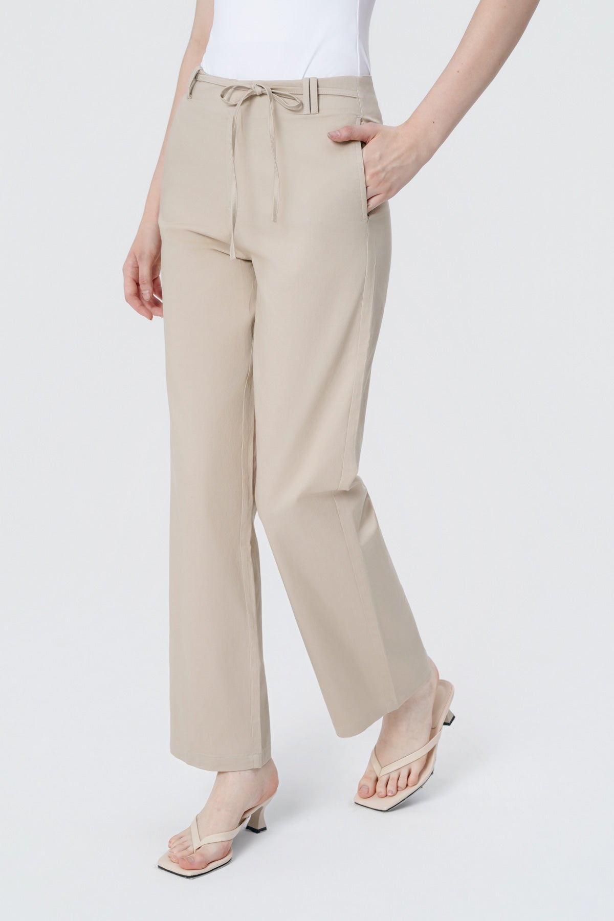 Pantalón Calce Recto Mujer Beige Oscuro