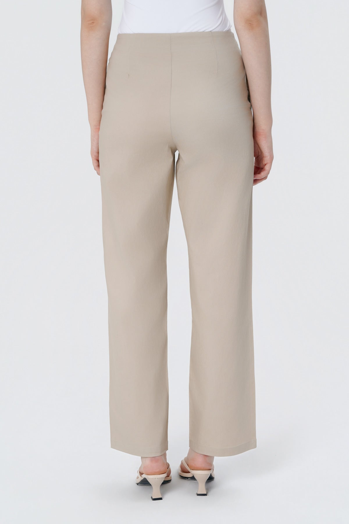Pantalón Calce Recto Mujer Beige Oscuro