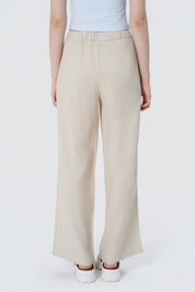 Pantalón Wide Leg Mujer Beige Claro