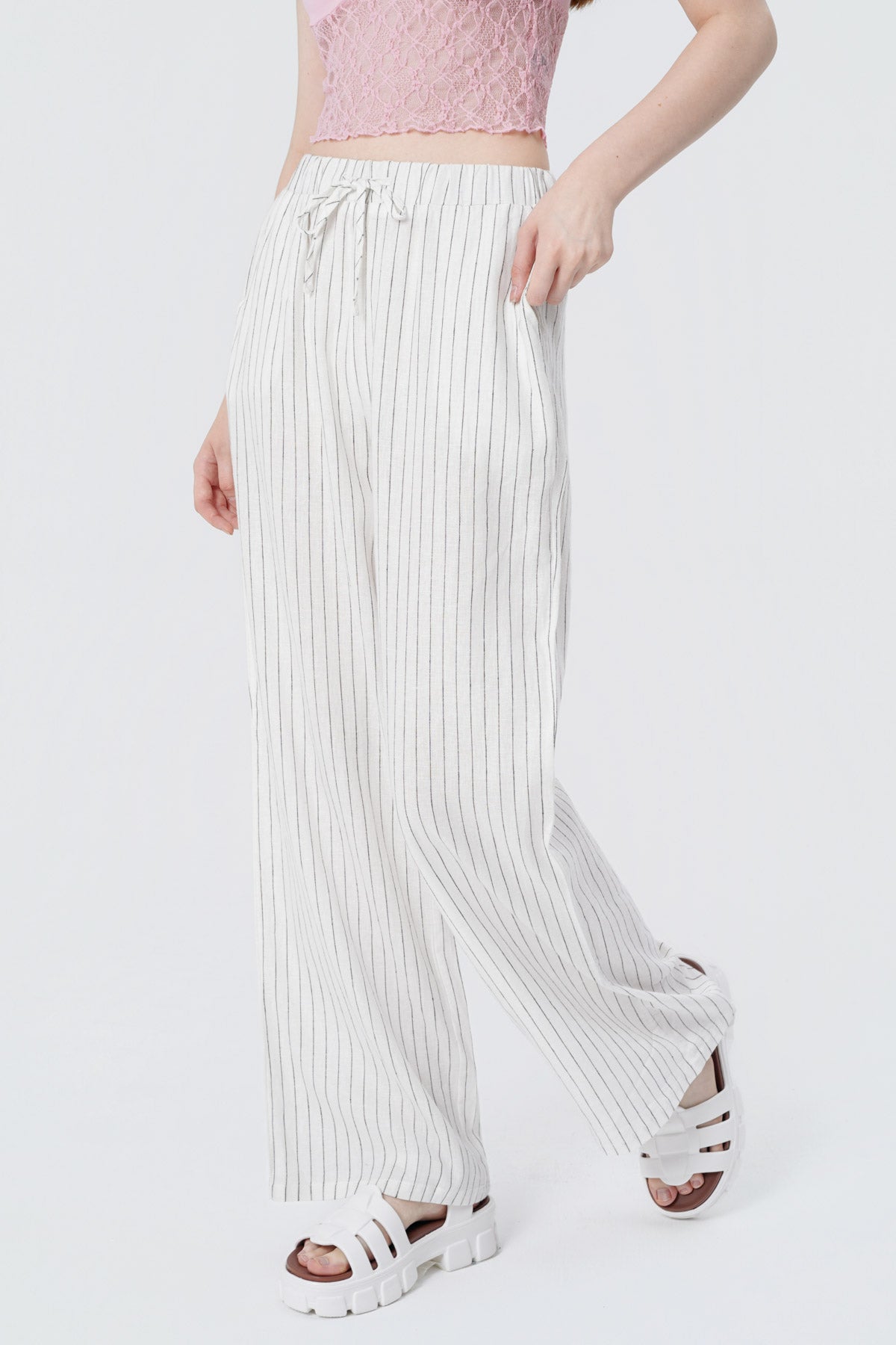Pantalón Wide Leg Mujer Crudo