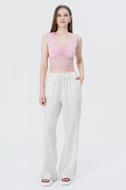 Pantalón Wide Leg Mujer Crudo