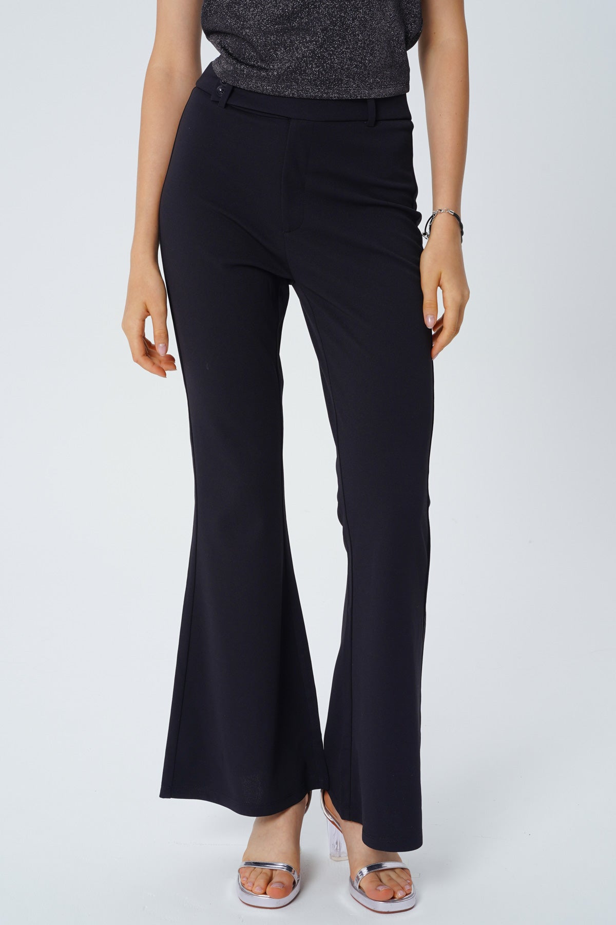 Pantalón Leve Flare Mujer Negro