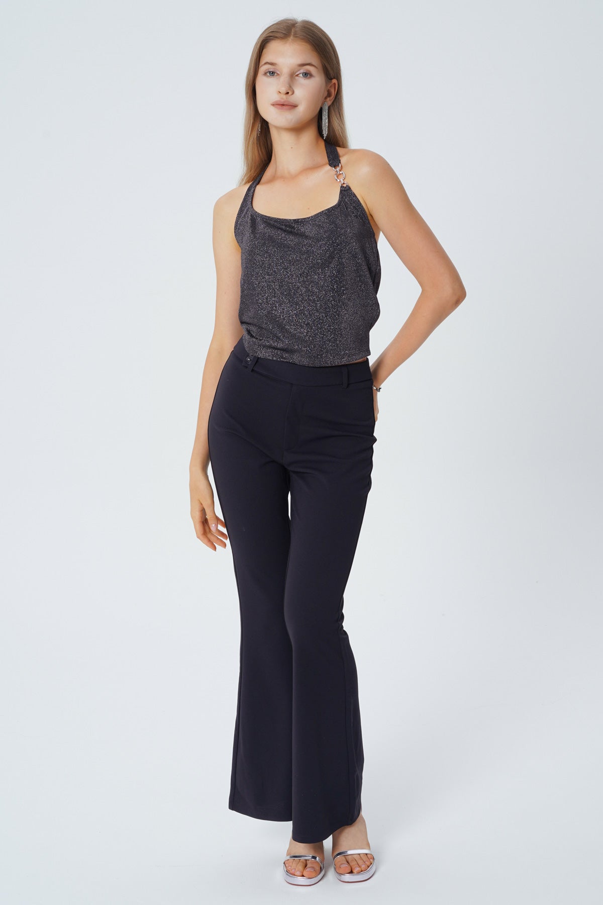 Pantalón Leve Flare Mujer Negro