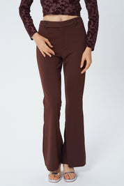 Pantalón Leve Flare Mujer Café