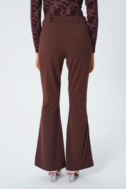 Pantalón Leve Flare Mujer Café