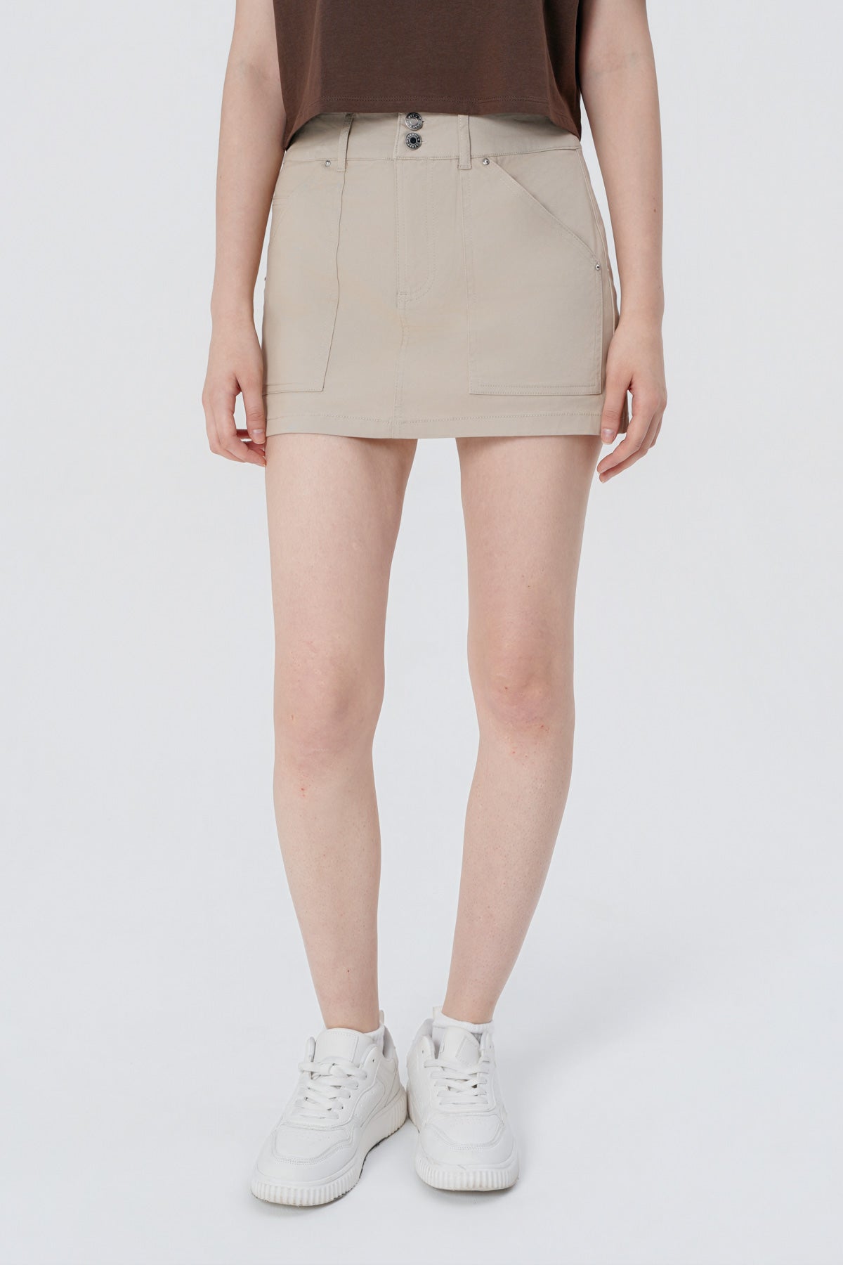 Short Falda Pantalón Mujer Beige Oscuro