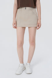 Short Falda Pantalón Mujer Beige Oscuro