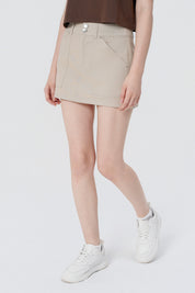 Short Falda Pantalón Mujer Beige Oscuro