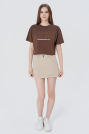 Short Falda Pantalón Mujer Beige Oscuro