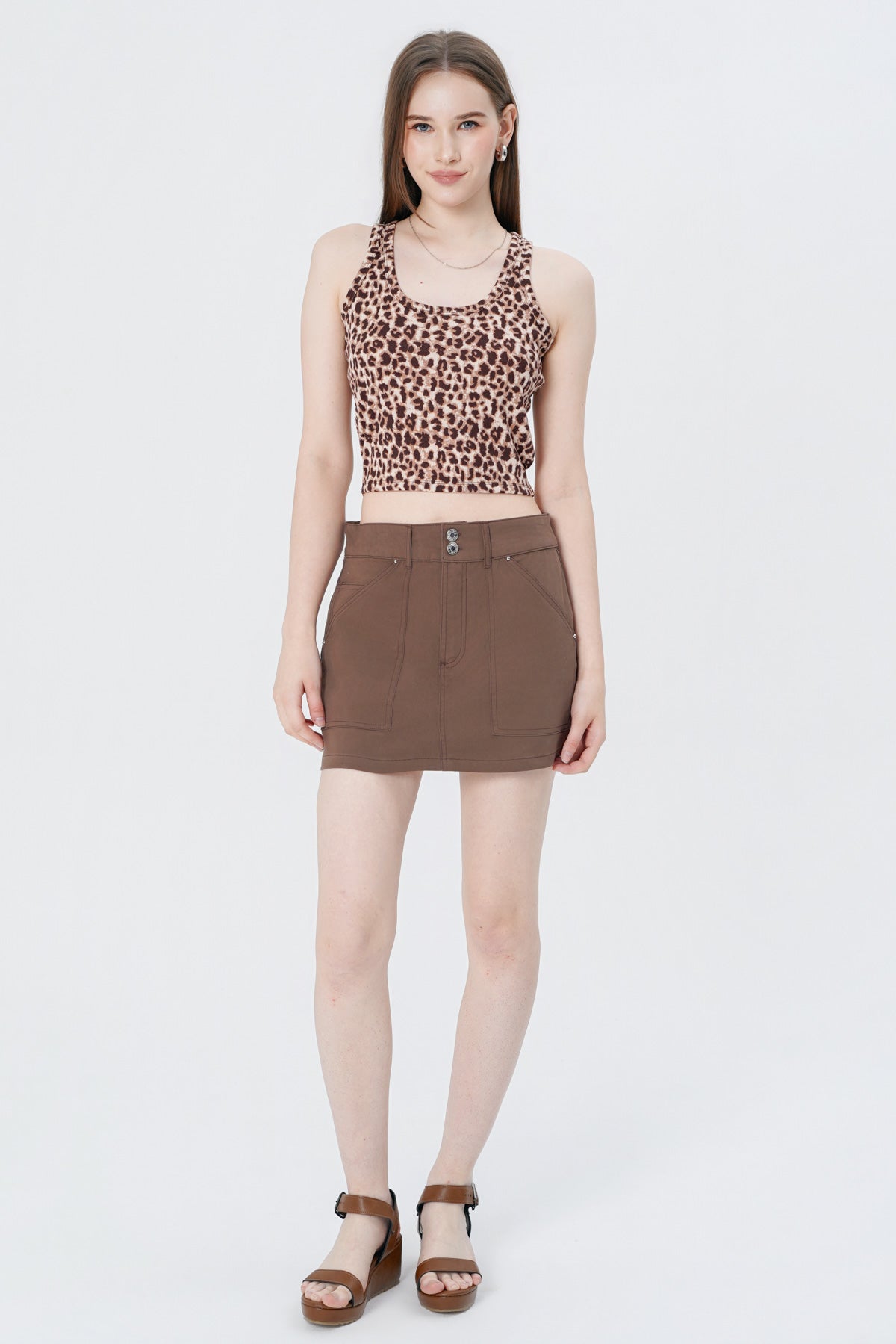 Short Falda Pantalón Mujer Café Claro