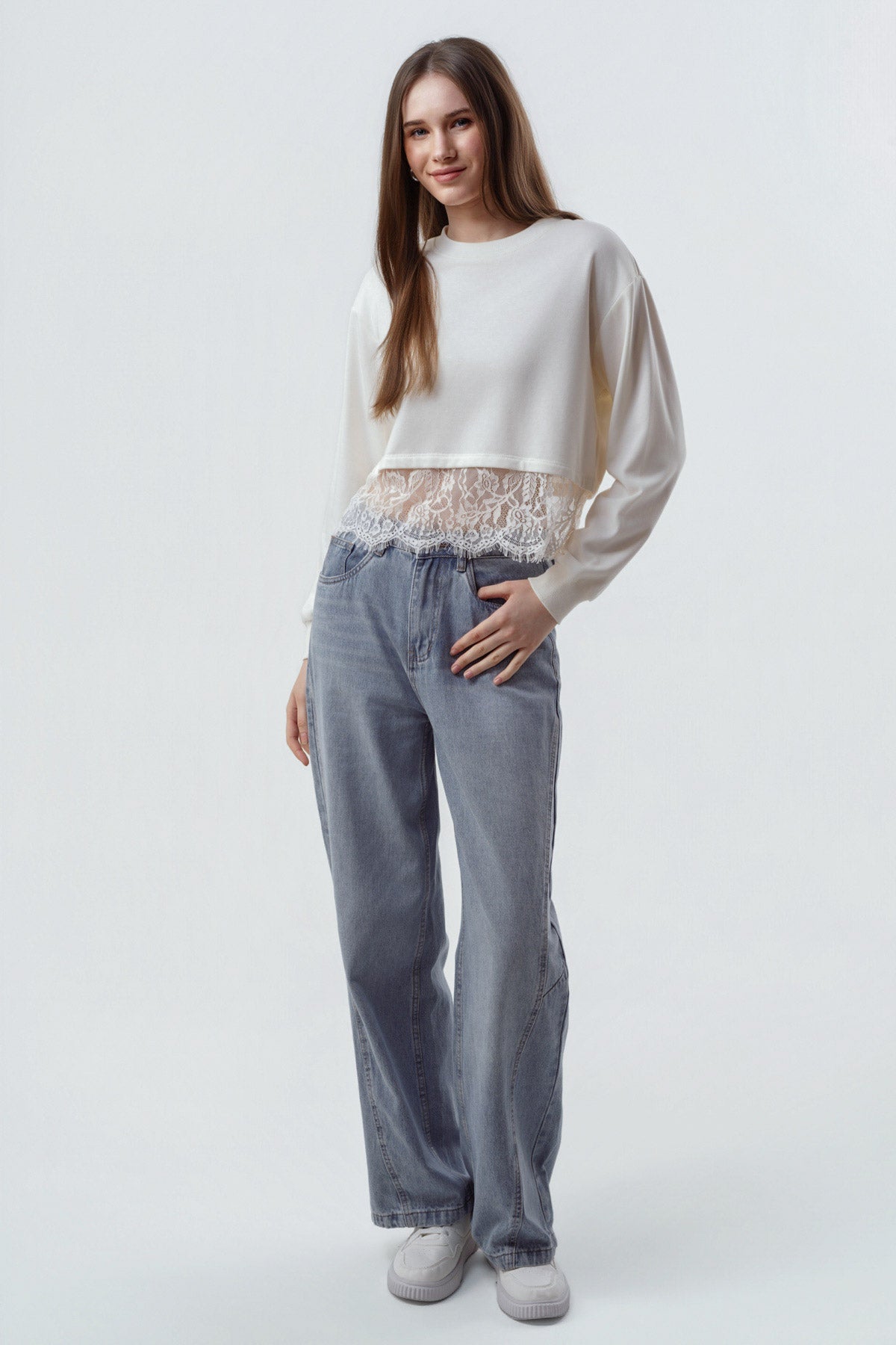 Polerón Mujer Loose Crema