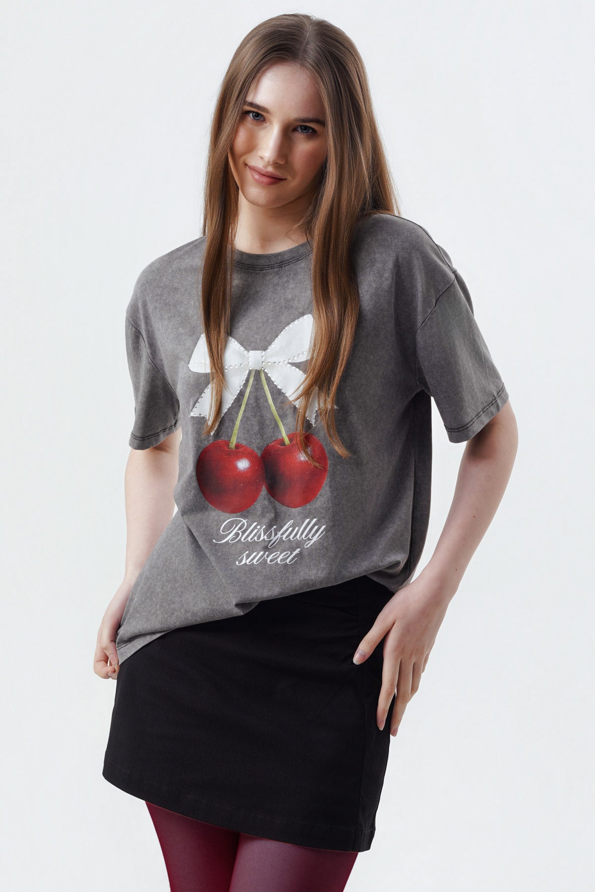 Polera Mujer Oversize Gris Oscuro
