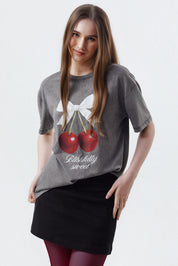 Polera Mujer Oversize Gris Oscuro
