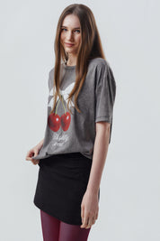 Polera Mujer Oversize Gris Oscuro