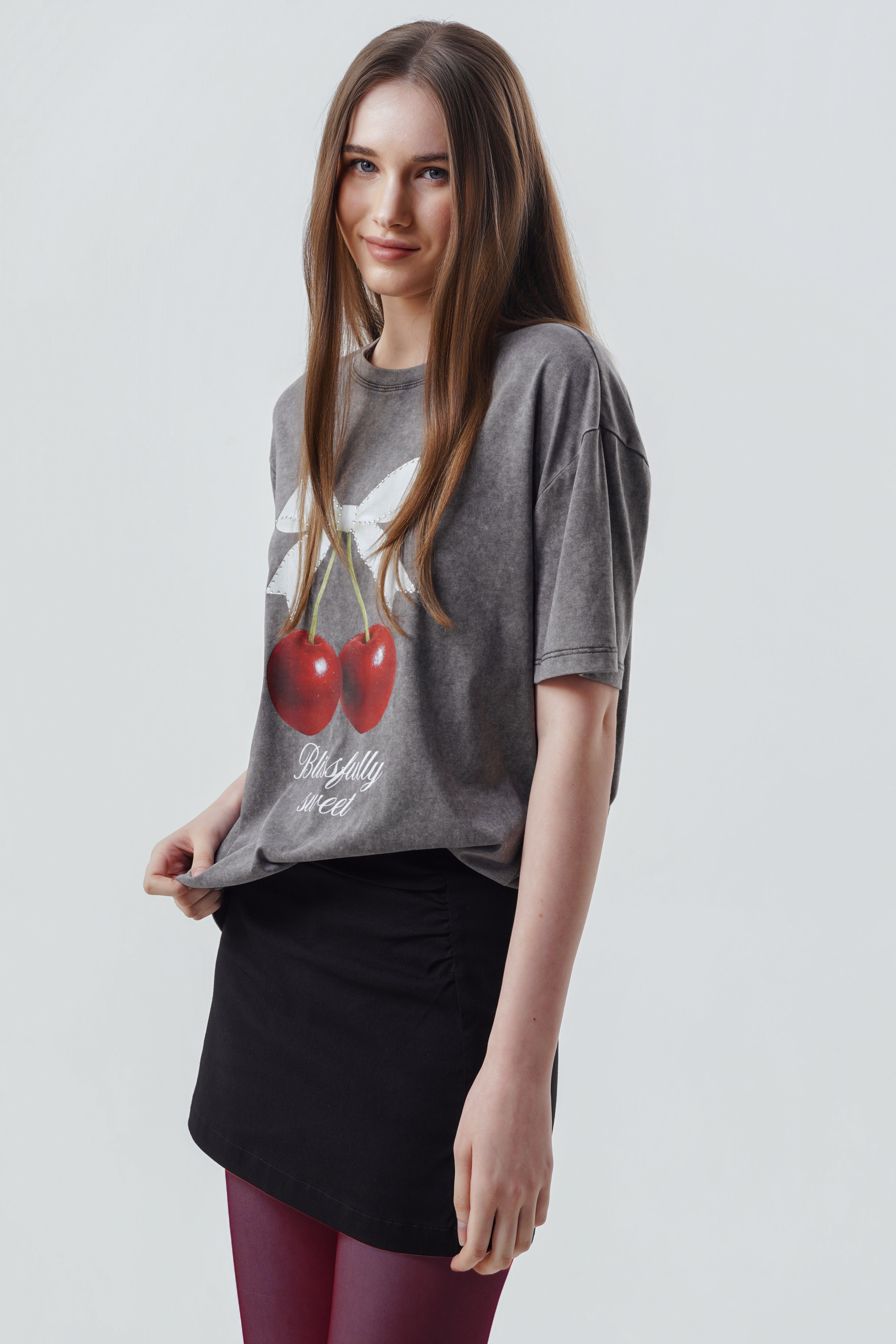 Polera Mujer Oversize Gris Oscuro
