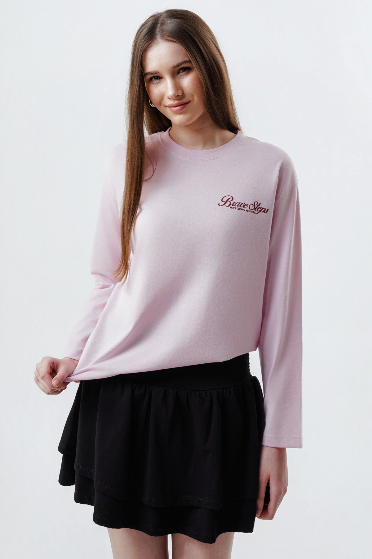Polera Mujer Oversize Rosado Claro
