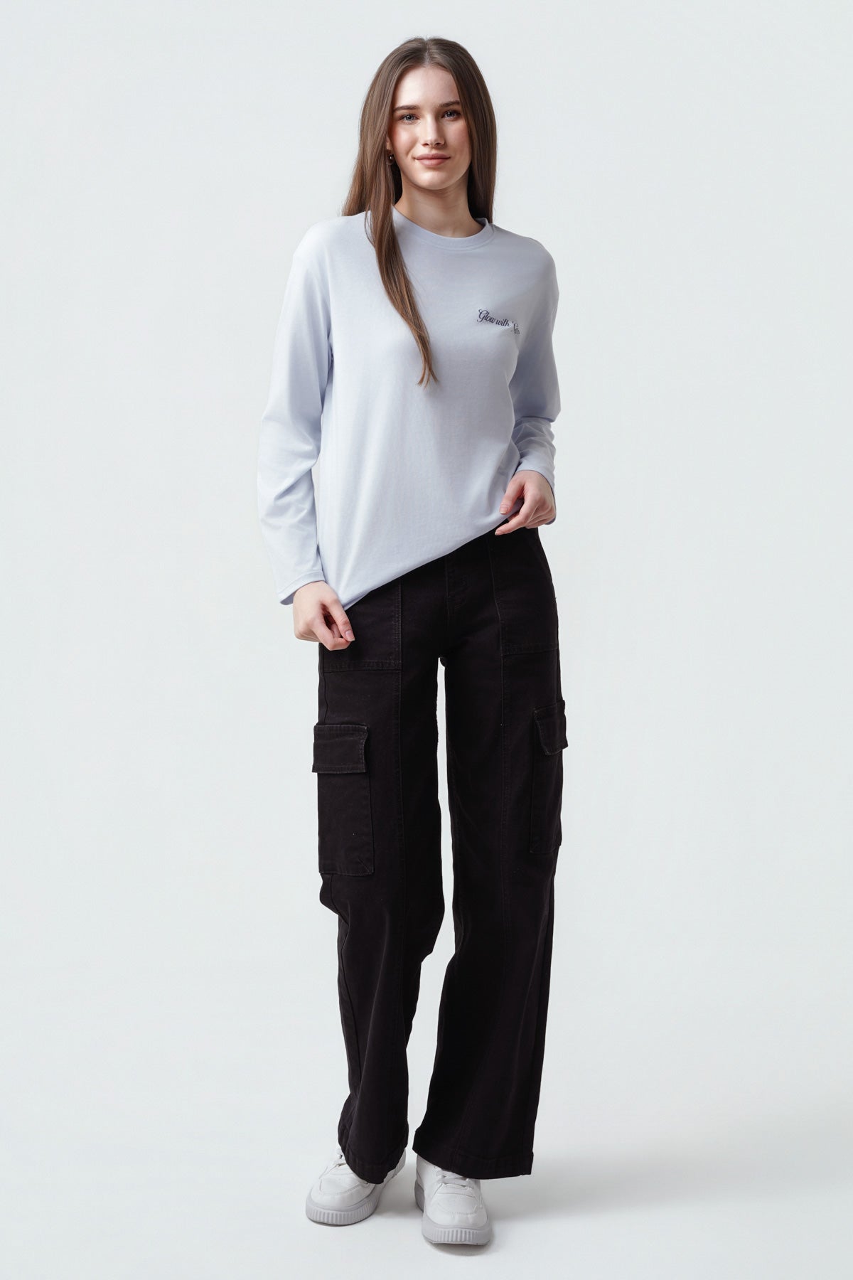 Polera Mujer Oversize Celeste Claro