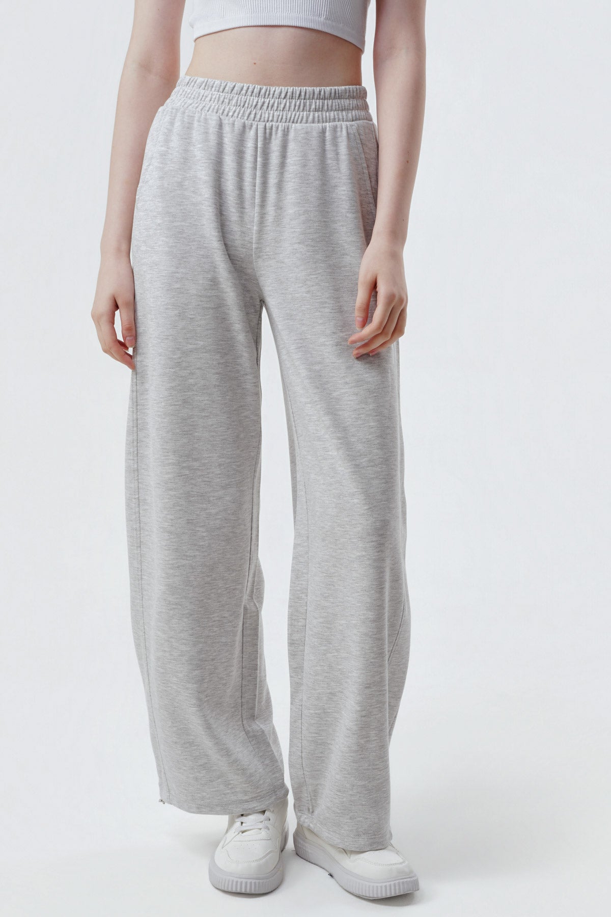 Pantalón Buzo Mujer Juvenil Gris Melange