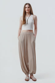 Pantalón Pitillo Mujer Beige Oscuro