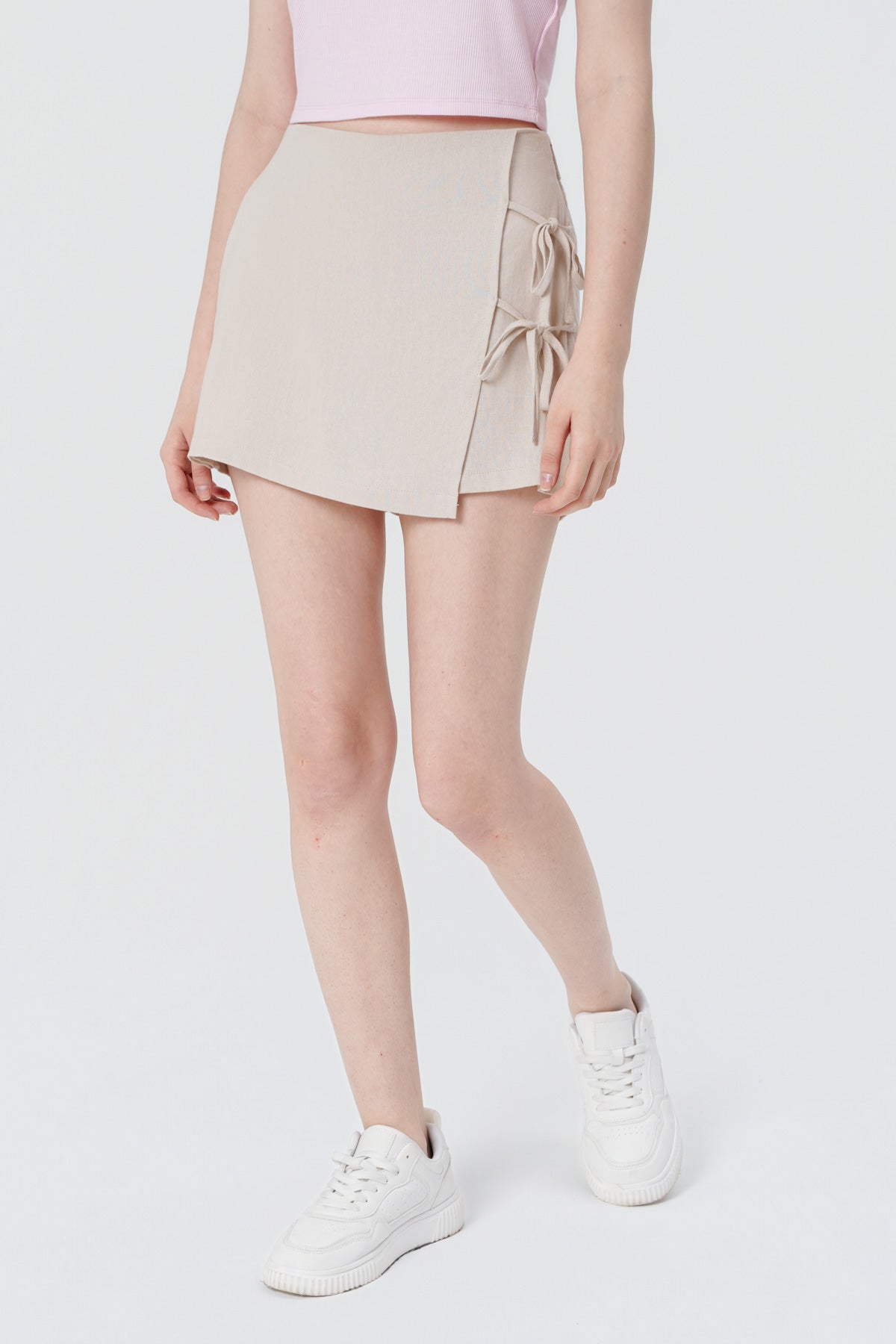 Short Falda Pantalón Mujer Beige Claro