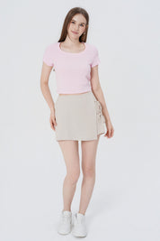 Short Falda Pantalón Mujer Beige Claro