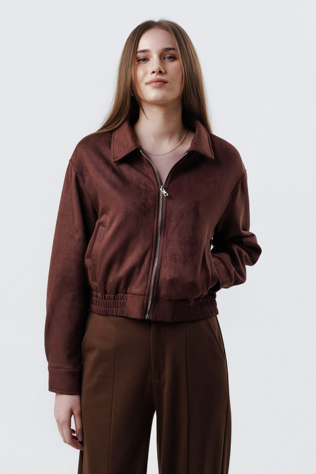 Chaqueta Slim Mujer Café Oscuro