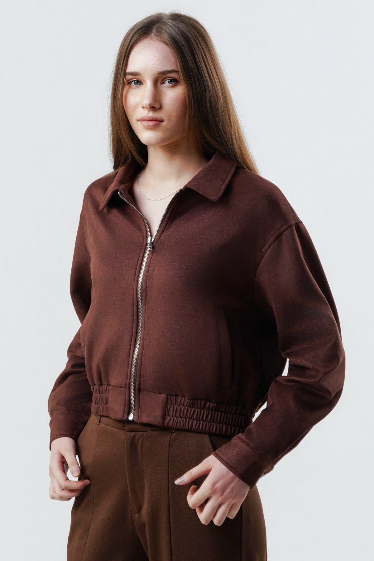 Chaqueta Slim Mujer Café Oscuro