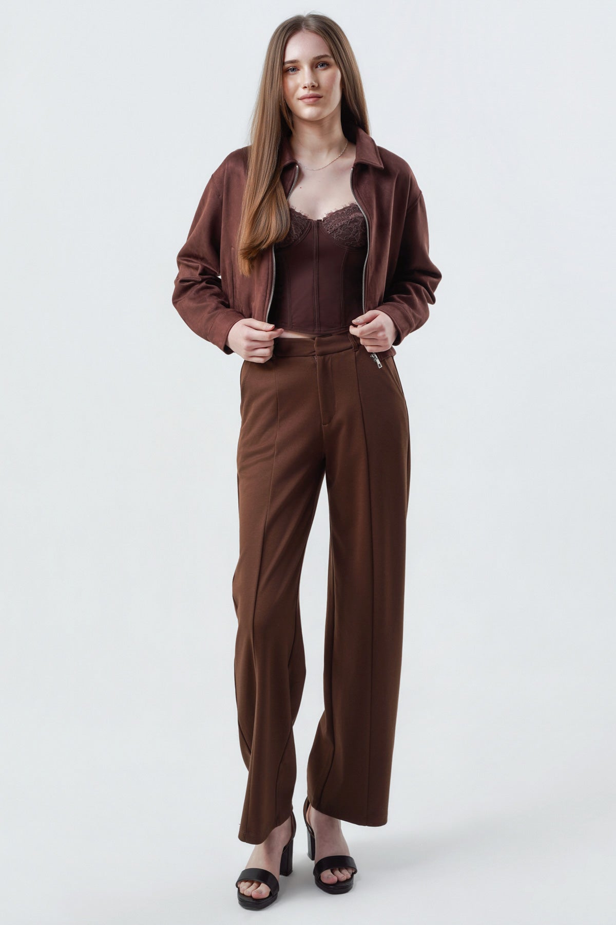 Chaqueta Slim Mujer Café Oscuro